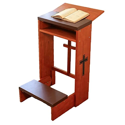 Vasitelan Prayer Bench Stool, Prayer Table Chair Padded Kneeler Shelf Folding Wooden Church Padded