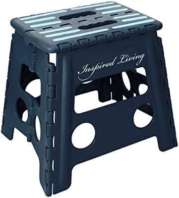 Inspired Living 9" Step Stool, Folding Step Stools For Adults, Plastic Foldable Step Stools Kids, Holds Up To 330 Lbs, Collapsible Folding Stool For Kitchen, Bathroom, Bedroom - Blush Pink - Image 9