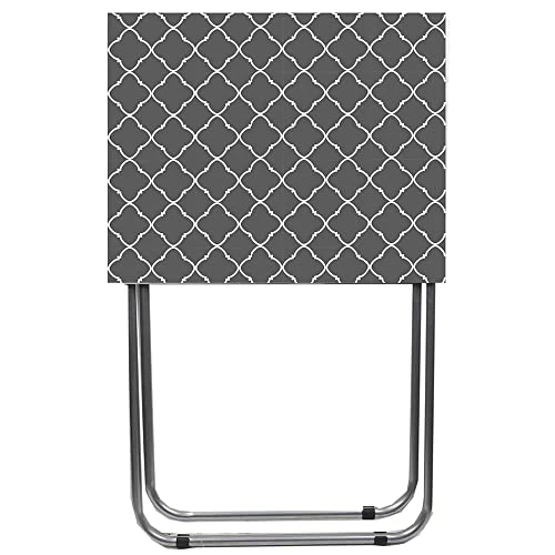 Home Basics Multi-Purpose Lattice Design TV Tray, (2 Pack) Grey/White TV Trays For Eating, Reading, And Games | Folding TV Tray Table | Large TV Trays - Image 3