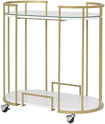 Studio Designs Home Chrome With Clear Veranda Round Metal And Glass Bar Cart, 24" W X 24" D X 29" H - Image 6