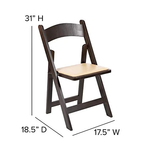 EMMA + OLIVER Chocolate Wood Folding Chair With Detachable Vinyl Padded Seat