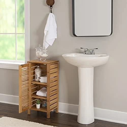 Linon Finn Bamboo Bathroom One Door Cabinet, Brown - Image 6