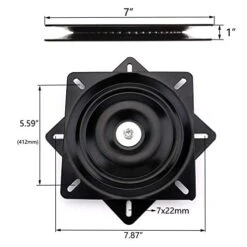 AAGUT 7'' Heavy Duty Bar Stool Swivel Replacement, Square Swivel Mechanism For Recliner Chair Or Furniture, Ball Bearing Seat Swivel Base, Black