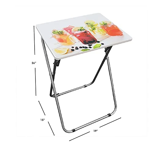 Home Basics TT39161 Foldable TV Tray Table, 19.0 X 15.0 X 26.0, Cocktails (White) - Image 6