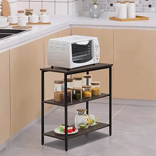 WEENFON End Table, 3-Tier Side Table, Nightstand With Storage Shelves, Industrial Tall Side Table For Small Spaces, Living Room, Bedroom,Dinning Room, Dark Brown - Image 4