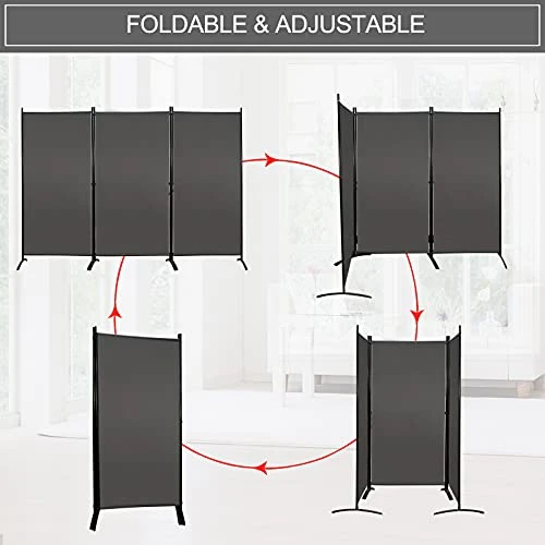 MAYOLIAH Partition Room Dividers 3 Panel Folding Privacy Screens 6 Ft Portable Office Walls Dividers For Room Separator 102"x20"x71", Grey - Image 3
