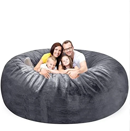 HWIVGKU Bean Bag Chairs, Giant Bean Bag Chair For Adults, 4ftbean Bag CoverComfyBean Bag Bed (No Filler, Cover Only) Fluffy Lazy Sofa (Light Grey), 4ft(120 * 65cm) - Image 15
