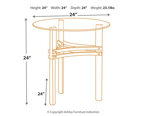 Signature Design By Ashley Braddoni Contemporary Round End Table With Clear Glass Top, Chrome - Image 3