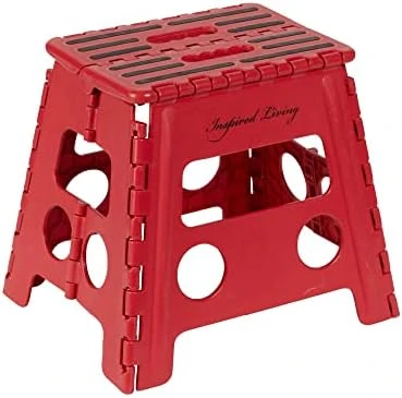 Inspired Living 9" Step Stool, Folding Step Stools For Adults, Plastic Foldable Step Stools Kids, Holds Up To 330 Lbs, Collapsible Folding Stool For Kitchen, Bathroom, Bedroom - Blush Pink - Image 15