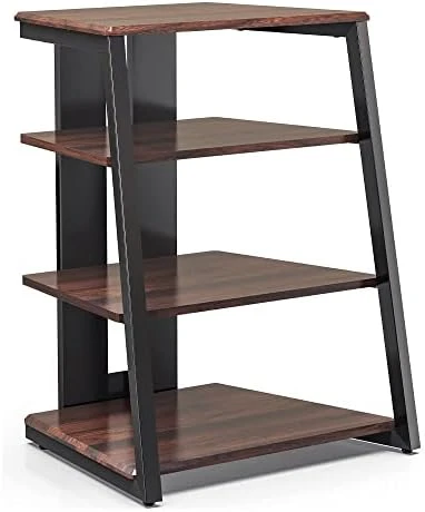 FITUEYES Design 4-Tier AV Media Stand Corner Shelf Stand Wooden Corner Shelves Component Cabinet Stereo Rack Audio Tower With Height Adjustable Wooden Shelves For/Apple Tv/Xbox One/ps4 (Walnut) - Image 7