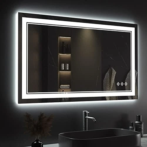 VanPokins LED Bathroom Mirror, 24x32 Inch Gradient Front And Backlit LED Mirror For Bathroom, 3 Colors Dimmable CRI>90 Double Lights, IP54 Enhanced Anti-Fog, Hanging Plates Wall Mount Lighted Mirror - Image 15