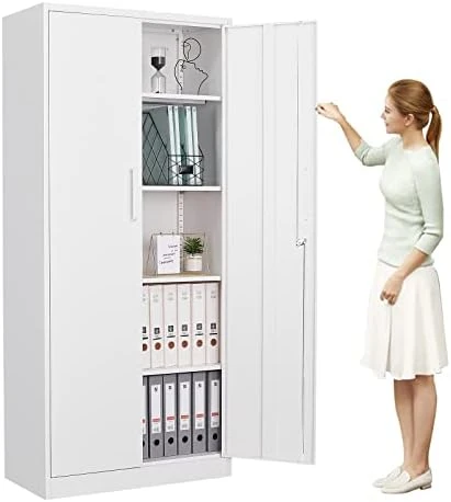 MIIIKO Steel Cabinet Wardrobe, Metal Locker Cabinet With Hanging Rod, Metal Clothing Locker Storage For Home, Office, Garage And Changing Room - Image 14