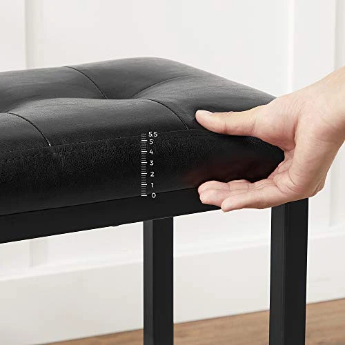 VASAGLE Bar Stools, Set Of 2 PU Upholstered Breakfast Stool, 15.7 X 11.8 X 24.4 Inches, Backless, Simple Assembly, Industrial, Dining Room Kitchen Counter Bar, Black Seat And Black Frame ULBC068B81 - Image 6