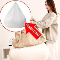 Meitaoyigou Bean Bag Liner Inner, Zipper Bag Liner Bag Lazy Bean Bag Sofas Inner Lining, Easy To Organize And Clean (No Filling) (Color : 100x120cm)