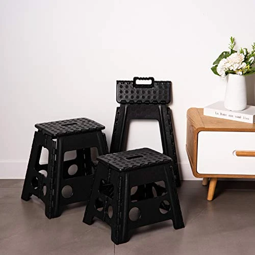 Topfun Folding Step Stool, 13 Inch Non-Slip Footstool For Adults Or Kids, Sturdy Safe Enough, Holds Up To 300 Lb, Foldable Step Stools Storage/Open Easy, For Kitchen,Toilet,Office,RV (Black, 13inch) - Image 5