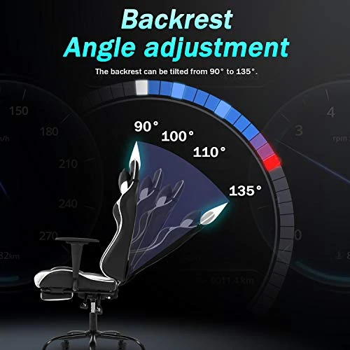 OffiClever Ergonomic Office Leather Adjustable And Swivel Reclining High Back Computer Chair With Lumbar Support And Headrest, White - Image 3