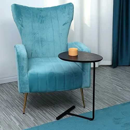 C Table,Couch Tables That Slide Under,C Shaped Side Table,Sofa End Table For Living Room Bedside Bathroom Snack Coffee Laptop Tables,Egg Oval-Shaped,Metal Frame,Easy Assembly Black(Upgraded) - Image 2