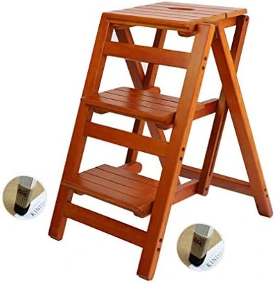 Folding Step Stool Step Ladder 3 Tier, Multi-Functional Folding Solid Wood Ladder Stool, Step Stool Household Muliti-Color Step Ladder Stool For Household And Office 330lbs - Image 8