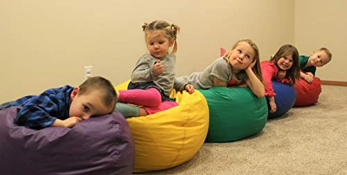 Child Bean Bag Chairs By Better American Products - Kid Sized Baseball Style Vinyl Bean Bag Chairs Perfect For Game Rooms And More {Blue} - Image 3