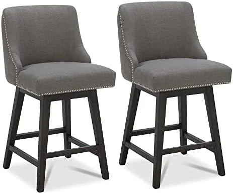 CHITA Counter Height Swivel Barstools, 26" H Seat Height Upholstered Bar Stools Set Of 2, Faux Leather In Chocolate - Image 6