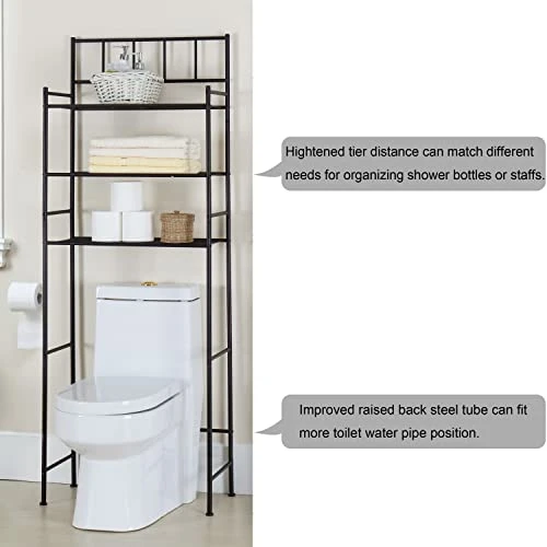 Finnhomy 3 Shelf Bathroom Space Saver Over The Toilet Rack Bathroom Corner Stand Storage Organizer Accessories Bathroom Cabinet Tower Shelf With ORB Finish 23.5" W X 10.5" D X 64.5" H - Image 4