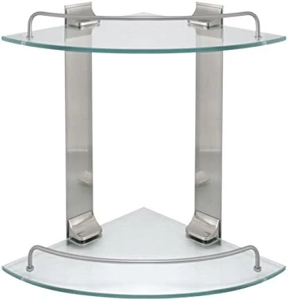 MODONA Double Corner Glass Shelf With Rail β Satin Nickel β 5 Year Warrantee - Image 5
