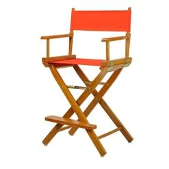 Casual Home Director's Chair ,Honey Oak Frame/Orange Canvas,24" - Counter Height