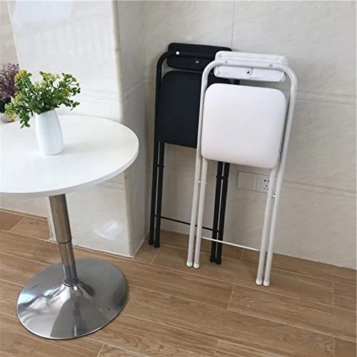 KUANGPAISI Foldable Bar Stools With Backrest,Leather Padded Counter Tall Folding Stool,Portable Folding Stool Tall Bar Stools For Outdoor Kitchen Shop Cafe,seat Height 25.5inch(Black/White) - Image 2