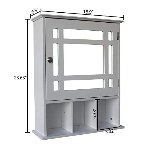 Aelph Single Door Three Compartment Storage Bathroom Cabinet With Mirror –White - Image 3