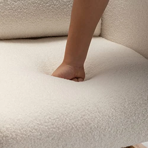 Rocker Glider Chair For Nursery, Modern Accent Rocking Chair With High Backrest And Armrests, Upholstered Glider Rocking Chair, Teddy Material Comfort Arm Rocker, Lounge Armchair For Living Room - Image 5