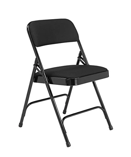 (4 Pack) National Public Seating 2200 Series Deluxe Fabric Upholstered Double Hinge Premium Folding Chair, Midnight Black, 480 Lbs Capacity - Image 5