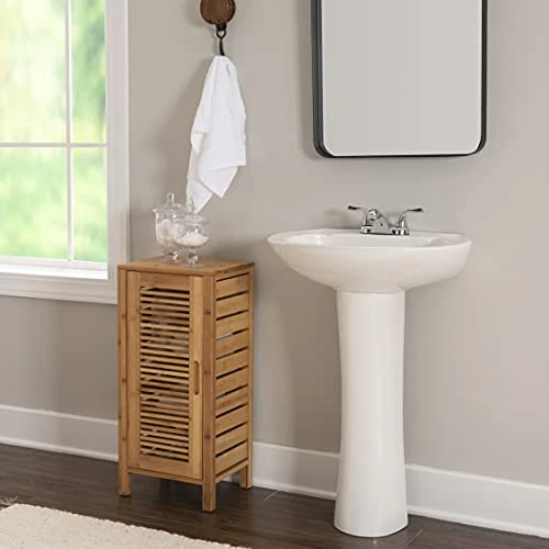 Linon Finn Bamboo Bathroom One Door Cabinet, Brown - Image 5