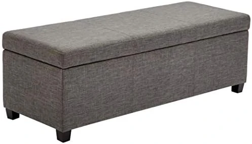 FIRST HILL FHW Madison Rectangular Faux Leather Storage Ottoman Bench, Large, Espresso Brown - Image 6