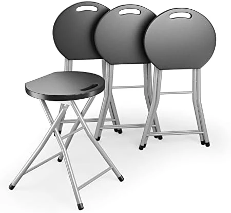 GYMAX Folding Stool, 28in Portable Collapsible Bar Stool With Handle & Steel Frame, 330lbs Sturdy Foldable Lightweight Round Metal Chair For Outdoor/Indoor Kitchen Home Pub Bar, Assembly Free (1) - Image 10