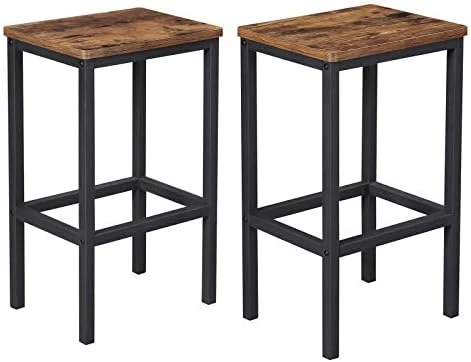 VASAGLE Bar Stools, Set Of 2 Bar Chairs, Kitchen Breakfast Bar Stools With Footrest, Industrial In Living Room, Party Room, Rustic Brown And Black ULBC65X - Image 8