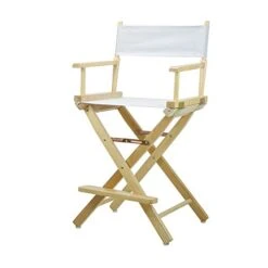 Casual Home 24" Director's Chair Natural Frame With White Canvas, Counter Height