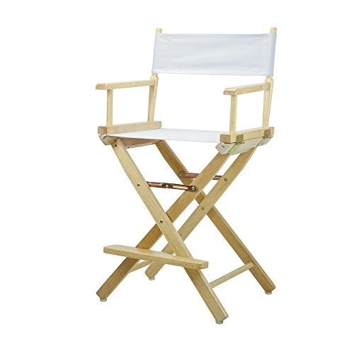 Casual Home 24" Director's Chair Natural Frame With White Canvas, Counter Height