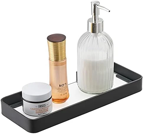 Danpoo Black Floating Shelf Bathroom Wall Shelf, 16" Tempered Glass Shelf Wall Mounted - Image 10