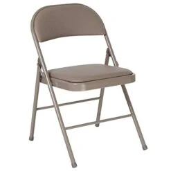 Flash Furniture 4 Pack HERCULES Series Double Braced Gray Vinyl Folding Chair