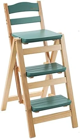 QQXX Folding Bar Stool Multifunctional 3 Step Ladder,Solid Wood Ladder Stool Counter Height Tall Stool,Portable Foldable Stool Step Stool For Adults Kitchen Outdoor(21.5β X 15.7β X 34.6β, Gray) - Image 6