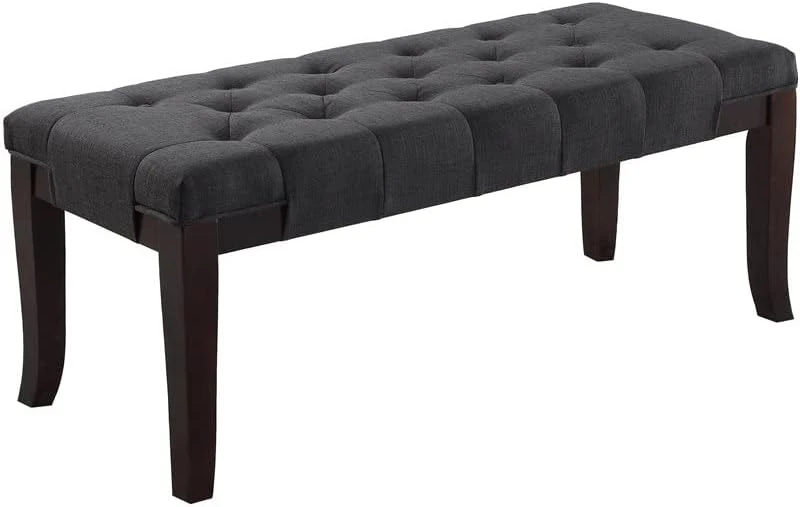 Roundhill Furniture Linon Fabric Tufted Bench, Brown - Image 4