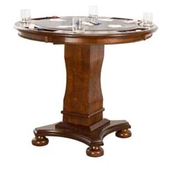 Sunset Trading Poker Dining And Game Pub Table, Distressed Brown Cherry With Espresso Seats