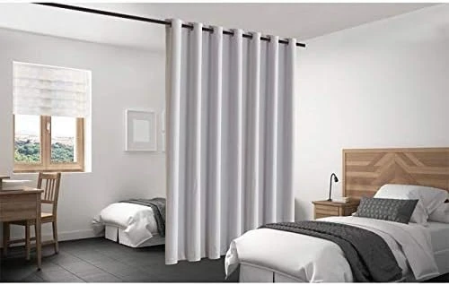 Blackout Room Divider Panel Privacy Partition Heavyweight Premium Fabric Thermal Insulated, Grommet Top, 48" Wide X 84" Tall, Grey Color - Image 10