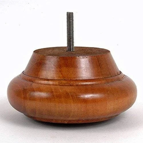 LEG DADDY TruFitLeg Ivar - 2 1/2" Turned Bun Sofa Leg, Fits On All Furniture With Hanger Bolt Attachments (Fruitwood, Set Of 4)