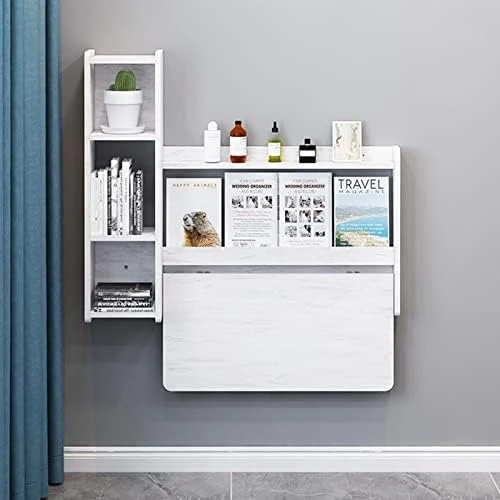 Wall-mounted Dining Table Drop-leaf Wall-mounted Floating Dining Table Solid Wood Dining Table Home Office Computer Desk Bedroom Bathroom Folding Kitchen Dining Room (size: Left) ( Size : Right ) - Image 3