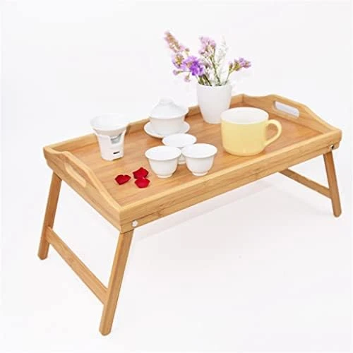 WYKDD Portable Wood Bed Tray Breakfast Laptop Desk Tea Food Serving Table Folding Leg Laptop Desk - Image 5