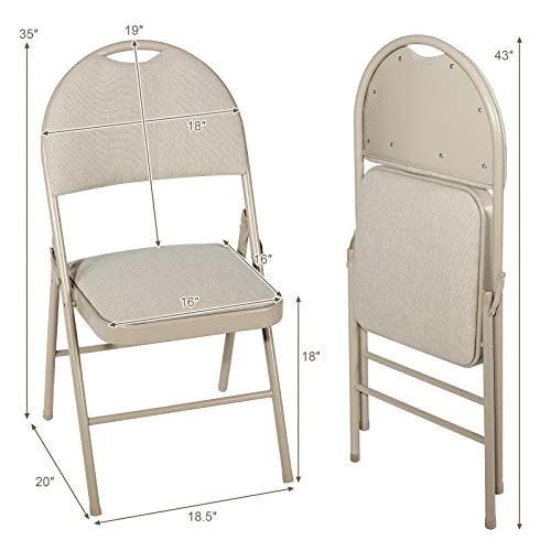 ARLIME 6 PCS Folding Chairs W/Padded Seats, Metal Folding Chair W/Upholstered Seat, Handle Hole, Steel Frame, Folding Chair For Home, Church, School, Office, Party, Courtyard Use, Beige - Image 3
