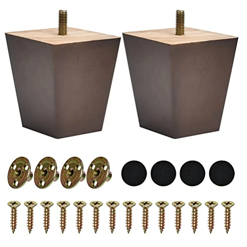 BUYGOO 3inch Wood Furniture Legs Sofa Legs Set Of 4 Square Couch Legs Mid-Century Modern Replacement Legs For Armchair Recliner Coffee Table Dresser (Brown) - Image 3