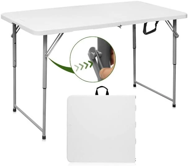 Byliable Folding Table 6ft Portable Heavy Duty Plastic Fold-in-Half Utility Foldable Table Plastic Dining Table Indoor Outdoor For Camping, And Party, White - Image 6
