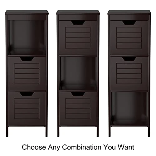 Hysache Bathroom Floor Cabinet, Standing Storage Cabinet With 2 Adjustable Drawers, Open Shelf, Multifunctional Side Organizer Unit For Bathroom, Living Room, Small Spaces (Coffee) - Image 5